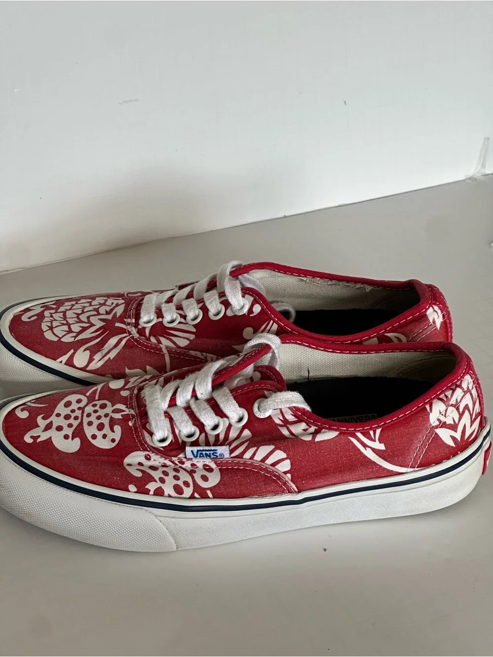 Vans Authentic Pro Hawaiian Floral Red Canvas Skate Shoes Men 6.5 Women 8